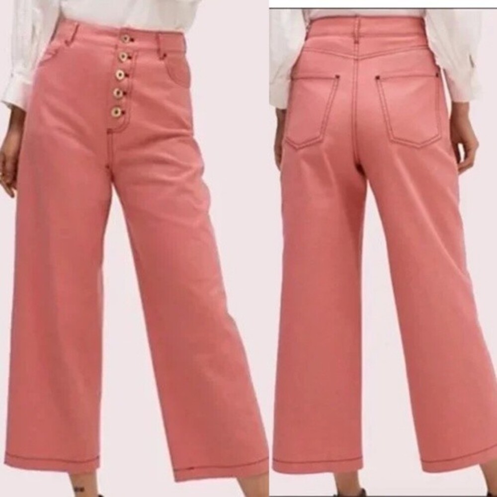 kate spade Rose Pink Wide-Leg High-Rise Button Front Pants